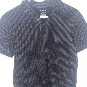 Apt. 9 Men's Black Geometric 1/4 Button Down Polo Shirt